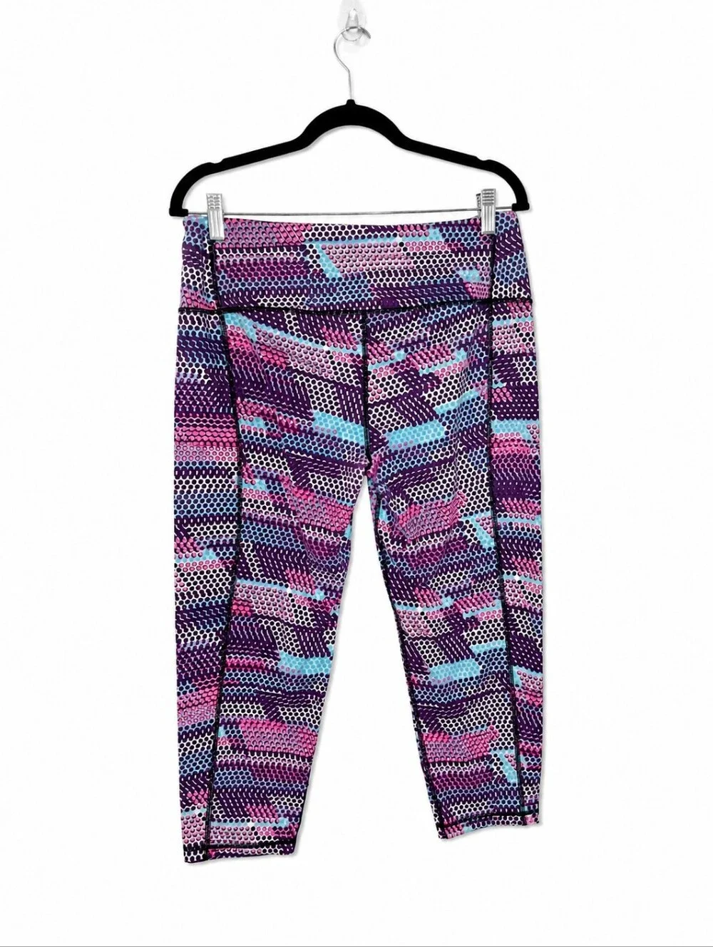 Victoria Sport Knockout Capri Yoga Leggings XS Purple Pink Blue Athletic Compres